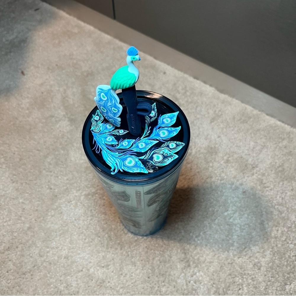 Starbucks holiday Winter 2024 peacock Cold Tumbler Cup 24 oz venti straw & cover - Picture 14 of 14